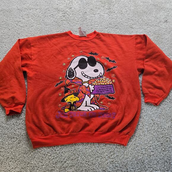 Peanuts Snoopy Vintage VTG Halloween Sweater Orange Vintage VTG XL - Picture 3 of 8